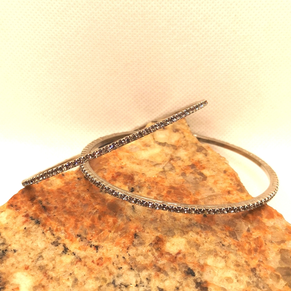 2 silver tone rhinestone bangles